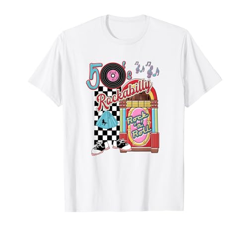 Rockabilly Lets Go to The Hop 1950's Retro Classic Jukebox T-Shirt