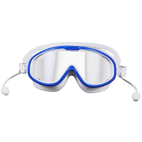 LIOOBO Children's Swimming Goggles Boys and Girls Swim Mask Blue White Anti-Fog Swim Goggles for Boys and Girls
