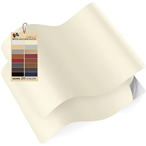 YAFLC Self Adhesive Leather Repair Patch Tape, 8.3×11 inch Vinyl Leather Repair Kit for Furniture, Car Seat, Chairs, Couch, Sofa, Jacket Milk White Cover
