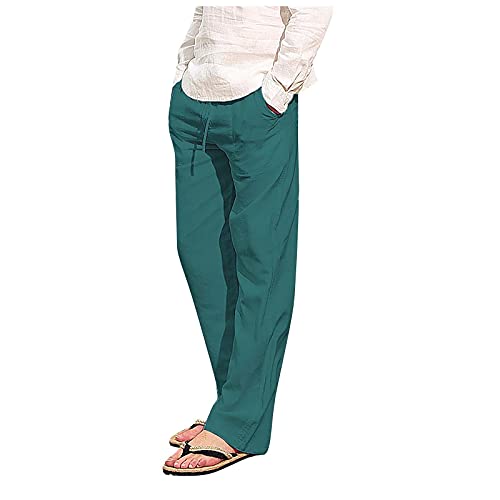 Men's Lounge Pants Men Khaki Pants Trousers for Men Lightweight Pants for Men Linen Beach Pants Mens Baggy Pants Men Khaki Pants Pantalones Deportivos para Hombre Beach Pants (Green,S)