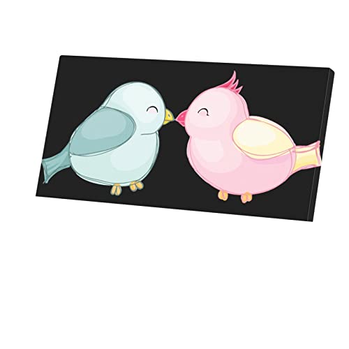 Tableau oiseaux amoureux mignon : le cadeau de naissance idéal en toile imprimée