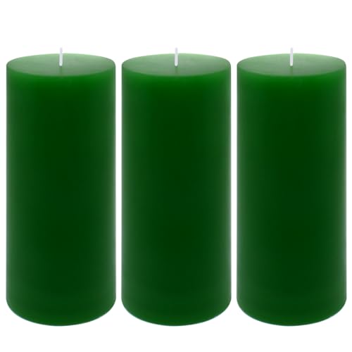 3 Packs 2.8x6 Inch Green Pillar Candles, Unscented...