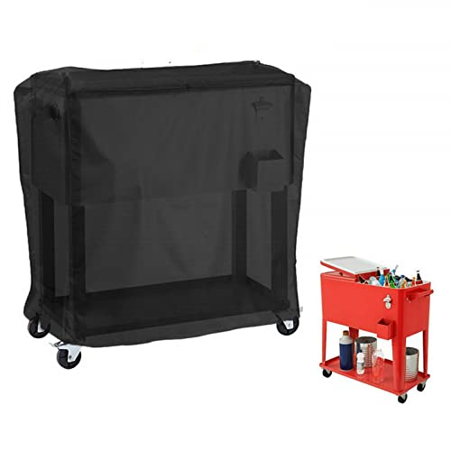Cooler Cart Cover Universal Waterproof 190T Polyester Fit for Most 80 QT Rolling Ice Chest Cart Protective Cover for Beverage Cart Party Cooler Backyard Deck and Patio Use