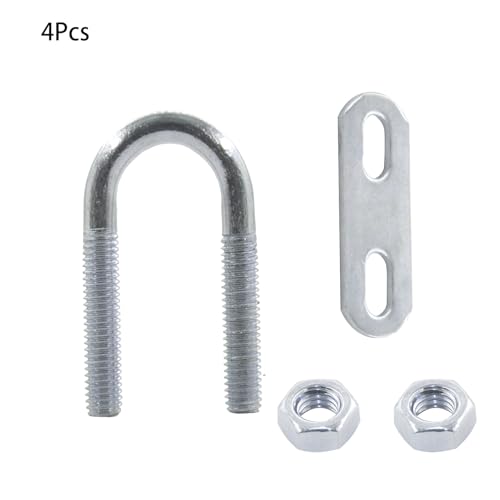 Image of 4 Sets Round U-bolts Carbon Steel Zinc-plated U-bolts with Nuts, Plates, M6x16x46mm