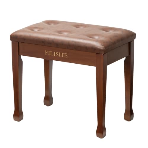 FILISITE Wooden Piano Bench with Storage, Piano Stool with Waterproof Padded Cushion, Bench Seat for...