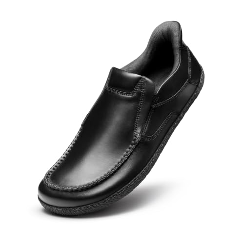 Image of Frido ErgoSlyd Formal Slip-on Shoes for Men, Genuine Leather Loafers with Wide Toe Box & Zero Drop Sole, Cushioned Insole for All-Day Comfort, Ideal for Business, Office, Weddings & Formal Occasions