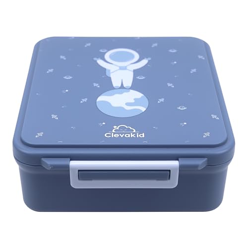 Image of Bento Mega Lunch Box, carrying handle - 4 No-Mix Compartments | Microwave & Dishwasher Safe | for Adult, Preschool, School 1600ML, OZ (Blue Turquoise ClevaAstroo Friend)