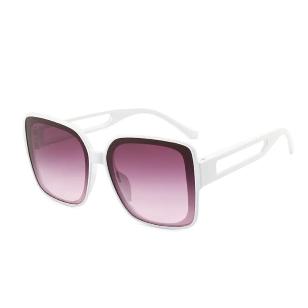 Large Square Frame Sunglasses Female Personality Hollow Temple Sunglasses Male Shade Sunglasses Solid White Pink Gray