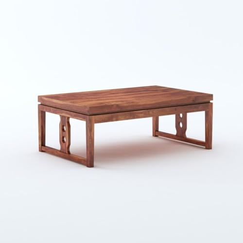 Image of MAMTA DECORATION Solid Sheesham Wood Coffee Table for Living Room | Wooden Center Table for Home, Hall, Office & Lounge | Modern Tea Table with Open Base Design |Rectangular Coffee Table, Honey Finish