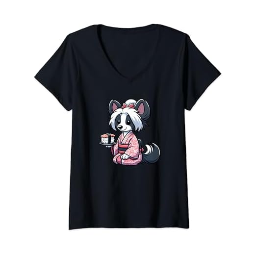 Chinese Crested Sushi Funny Dog Japanese Food V-Neck T-Shirt
