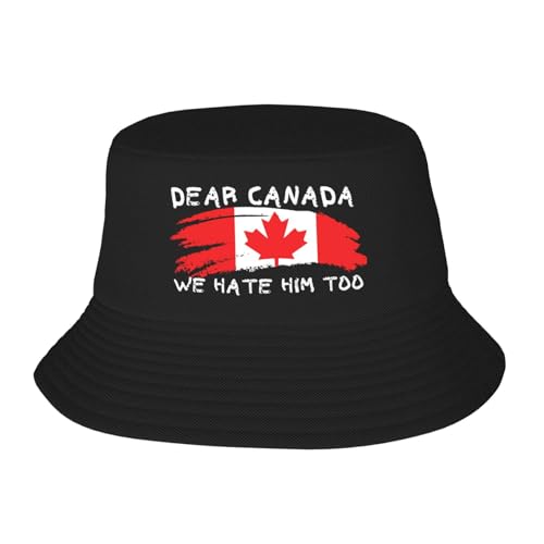 Dear Canada We Hate Him Too Bucket Hats Fashion Sun Cap Summer Beach Fishing Fisherman Caps Black
