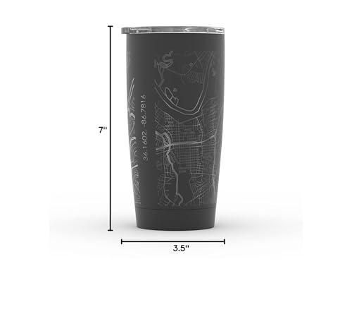 Well Told Engraved Nashville Tennessee Map Insulated Coffee Tumbler, Etched Stainless Steel Mug (20 oz, Black) City Map Insulated Tumbler, Custom Travel Mug, Outdoor Drinkware - Image 5