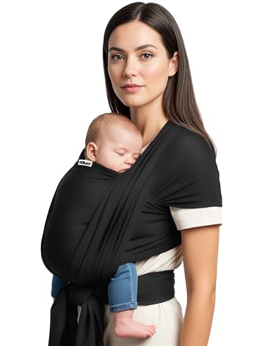Yolay Baby Wrap Carrier Easy to Wear Soft Baby Carrier Sling Hands Free Adjustable Baby Carrier for Newborn to Toddler Upto 50 lbs, Black
