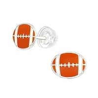 925 Sterling Silver Children's Sports Stud Earrings (Football)