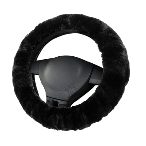 Auto Lenkradbezug Plüsch Universal Winter Lenkradhülle Teleskop Lenkrad Abdeckung Warm Weich Bequem und rutschfest Schwarz37-38cm