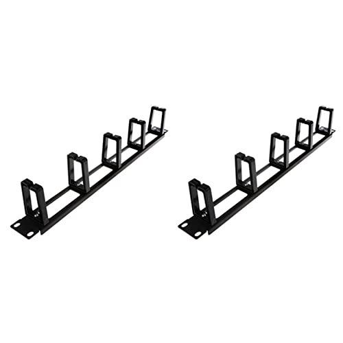 Hanabitx 2X Gabinetes Rack 1U 19 Pulgadas Gestión de Cables Organizador de Red Base Hueca Marco de Gestión de Cables Desmontable Cinco Anillos Ring