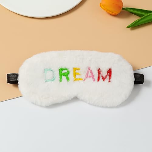 Image of Jenna Eye Mask for Sleeping with Adjustable Strap Super Soft Sleeping Mask Blind Fold for Comfortable Sleep Travelling Sleep Mask (Fur Dream White)