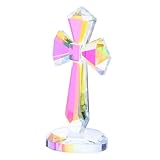 HEATSHAKING Adorno De Cruz De Cristal: Artesanía Decorativa De Vidrio Para Mesa O Escritorio - Figura Religiosa Sagrada Para Habitación Infantil, Boda O Centro De Mesa Para Fiesta.