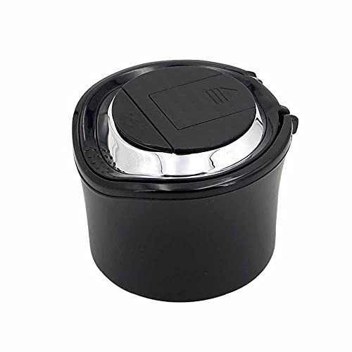 Surakey Car Ashtray Detachable Car Ashtray with Lid Blue LED Light Indicator Windproof Removable Holder Trash Can for Car Home Office and Travel (with Battery) Black