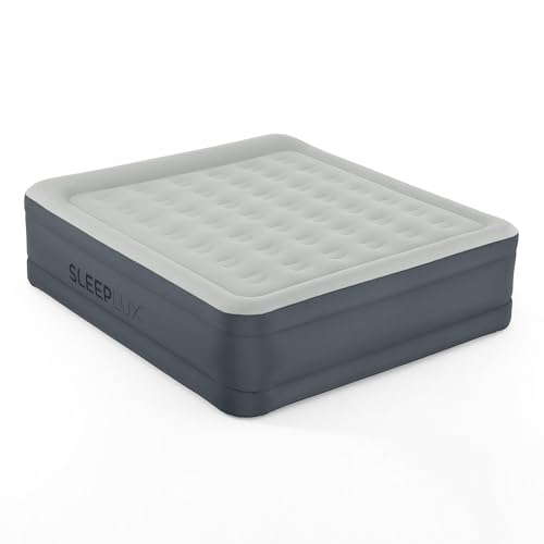 Image of SLEEPLUX King Air Mattress Extra Durable Non-Leak Tough Guard Material 22 inch Raised Airbed with Built in Pump + USB Charger (80 inch 72 inchx22 inch) Grey