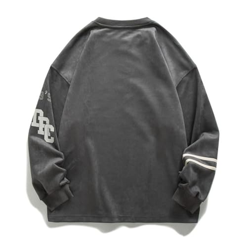 Mens Oversized Sweatshirt Letter Print Vintage Crewneck Long Sleeve Loose Graphic Pullover Tops Unisex Streetwear4