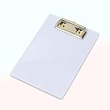 Clear Clipboard Marble Low Profile Clip Small Metal Hardboard with Storage for Office, Home and...