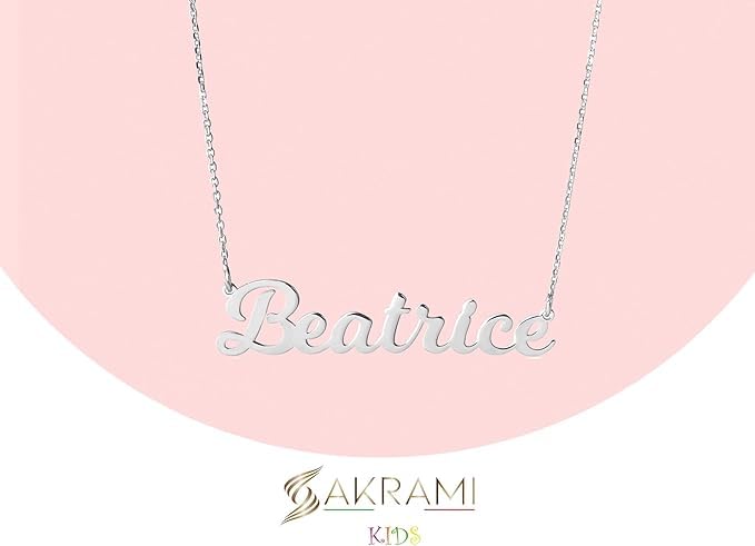 Sakrami Silber Halskette mit Namen Kids Collection für Kinder - Personalisierbarer Name + Personalisierte Geschenkbox + zum Geburtstag
