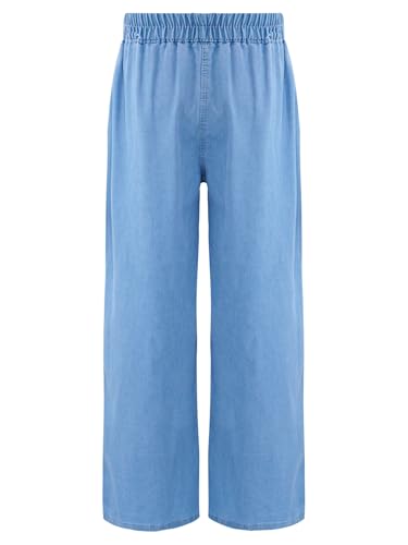 Kids Girls Jeans Star Patches Denim Pants Retro Style Wide Leg Denim Trousers Streetwear for 5-16 Years2