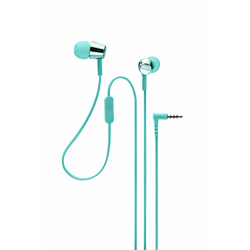 Image of Sony MDR-EX155AP Wired in Ear Headphones with Tangle Free Cable, 3.5mm Jack, Headset with Mic for Phone Calls and 1 Year Warranty - (Mint Blue)