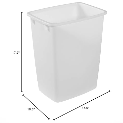 Rubbermaid Small Kitchen Bathroom Trash Can, 9 Gallons, White, Waste Basket for Under Counter/Kitchen/Office/Bedroom/Bathroom - image 3