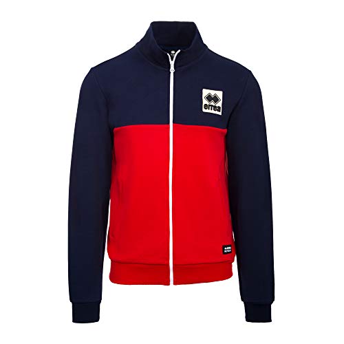 Errea Felpa Uomo Blu Rosso Bicolor con Zip e Patch...