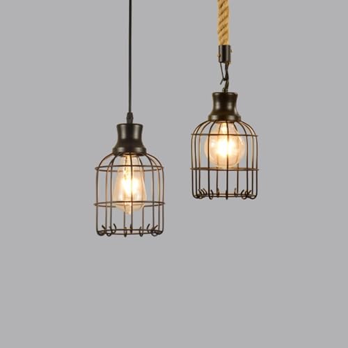 Lámpara colgante de araña industrial en hierro forjado y cuerda para cocina estilo loft 6