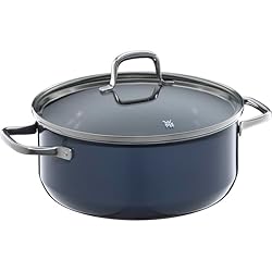 Cacerola Fusiontec Wmf WMF Fusiontec Essential - Cacerola grande (24 cm, tapa de cristal, 4,4 L, cerámica de alta tecnología, resistente a los arañazos, sin revestimiento), color azul oscuro