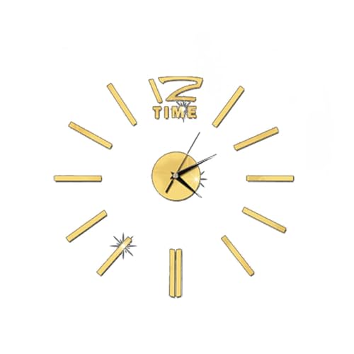 ABOOFAN Horloge Murale Miroir Moderne sans Cadre Stickers Autocollants, Surface Miroir en Métal et Acrylique, Décor Créatif pour Salon ou Salle à Manger