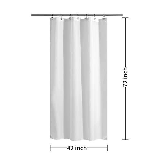 Image of ALYVIA SPRING 42x72 Stall Waterproof Fabric Shower Curtain or Liner White | 2 Magnets, Soft Cloth & Hotel Quality, Machine Washable, Light-Weight, Stall Size