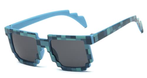 Image of DC DECORIO Thug Life Sunglasses Pixel Gangsta Life Funny Novelty Shades With Box Packing (Black) (CHECK-BLUE)