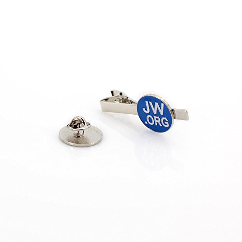 Image of Perfect JW.Org Gift-Jw.org Necktie Clip and Lapel Pin Set With JW.ORG Logo Gift Box-Round-Silver+Blue