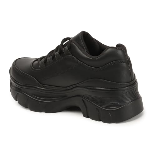 Image of Vendoz Women Casual Stylish Black High Heel Sneaker Shoes