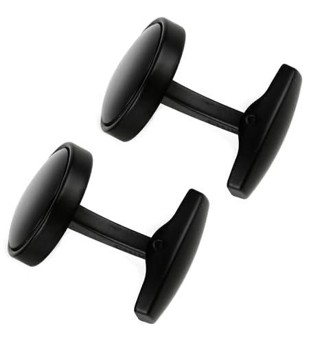 Mancuernillas circulares negras con cristal para hombre miniatura 6