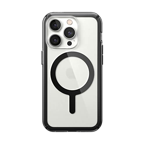 Image of Speck Clear iPhone 14 Pro Case - Slim, Built for MagSafe, Scratch Resistant & Drop Protection Clear Phone Case - Anti-Yellowing - 6.1 inch iPhone 14 Pro Case - Dual Layer - Black GemShell