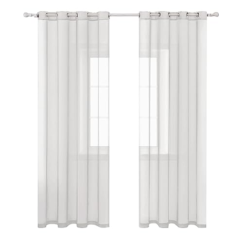 Cortinas, Home Meryado 2 Paneles de Cortinas Transparentes,2 Paneles de Cortinas Transparentes de Color sólido para Ventana,140 * 230cm (2, Blanco, 140 * 230cm)
