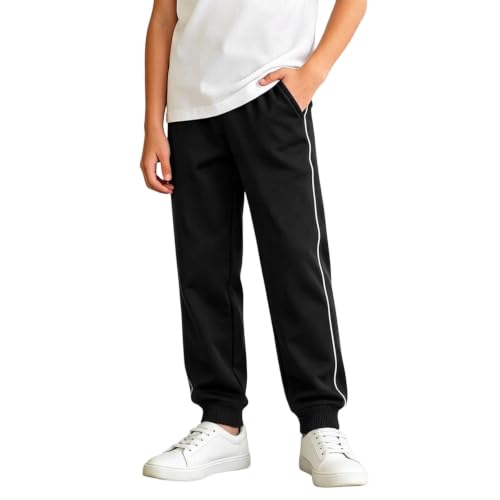 Boys Athletic Pants Casual Side Stripe Elastic Waist Cotton Sweatpants - image 2