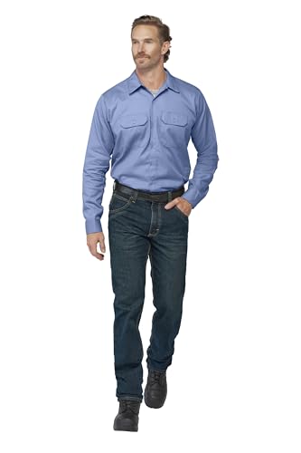 Product Image of the Bulwark Men's Flame Resistant 7 oz Cotton Work Shirt with Sleeve Vent, Light Blue, 2X-Large