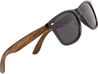 WOODIES Walnut Wood Sunglasses with Black Polarized Lens for Men and Women