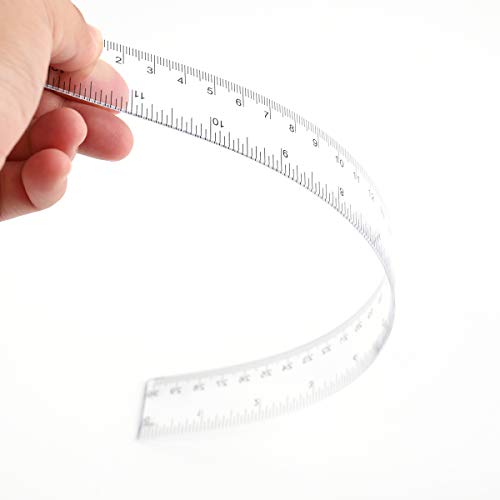 image for Lawei 50 Pack Clear Plastic Ruler - 12 Inch Straight Ruler Flexible Ru