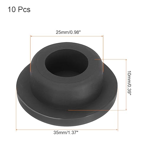 Image of uxcell High Temp Silicone Plug Mount Dia 25mm /0.98 inch T Shaped Rubber Stopper Hole Plugs for Powder Coating Plating Waterproof Plugs Sealing Plugs Black Pack of 10(OD 35mm)
