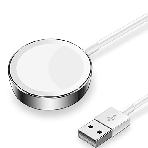 Chargeur magnétique sans Fil pour iWatch, YOMENG Qi Fast Metal Charging Câble Portable Code Pad pour Iwatch série 5/4/3/2/1 38 mm 40 mm 42 mm 44 mm 3,3 Pieds (Argent)