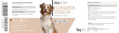 ReaVET Flohsamenschalen für Hund & Pferd 1kg - Naturrein in Premium Qualität, Ballaststoffreich, Glutenfrei I Flohsamen für Pferde, Hunde & Katzen in Premiumqualität, Ohne Zusätze