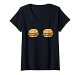 Womens Big Boob Burger Hamburger Funny Burger Sassy Joke Women Men V-Neck T-Shirt