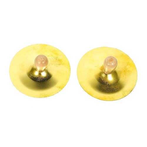 JEWEDECO 2個木製ハンドル付き銅製フィンガーシンバル ベリーダンス用 打楽器 楽器 子供用 パーティー 音楽教育